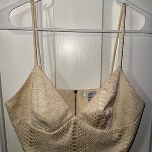Tobi Beige Zip-Back Top